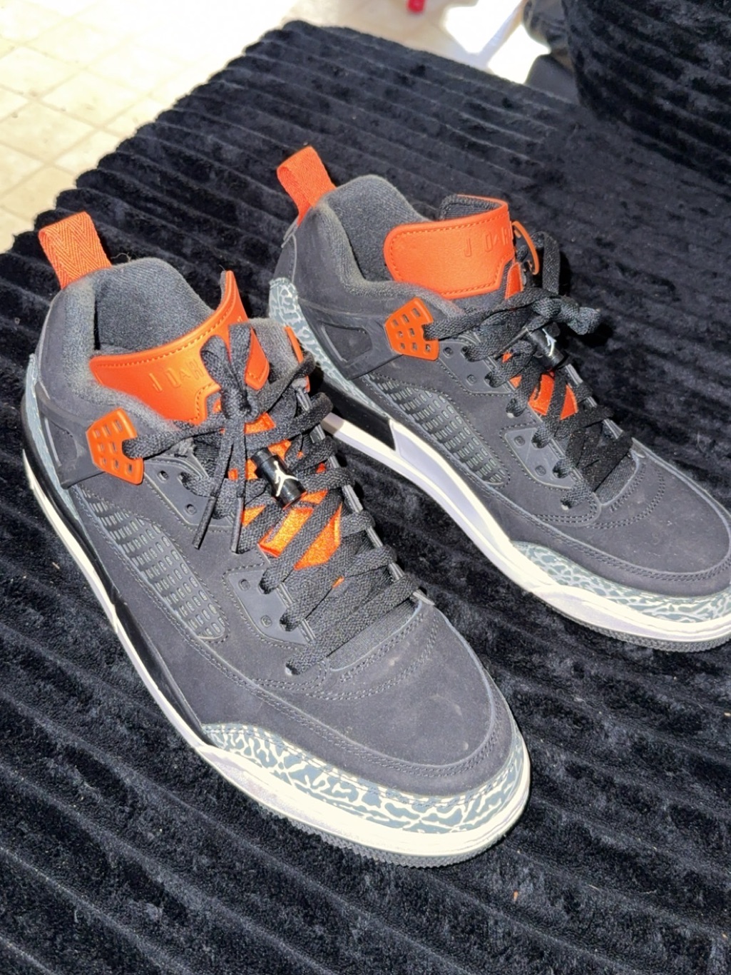 Jordan Men's Black Sneakers With Orange Accents